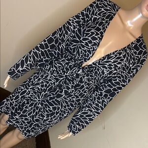 Islander Black and White Sheath Midi Dress with Plunge Neckline